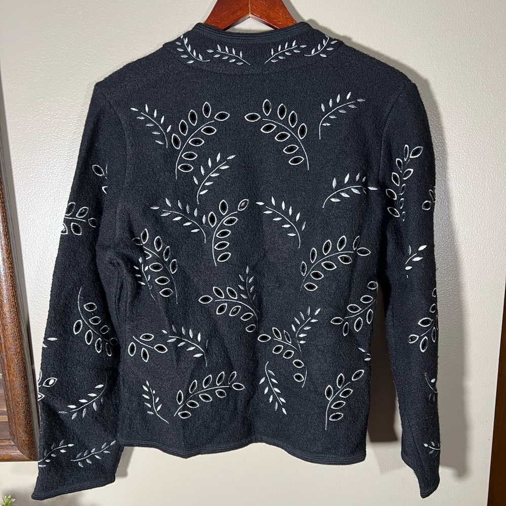 Covelo 100% Wool Jacket With Leaf Pattern & Butto… - image 5